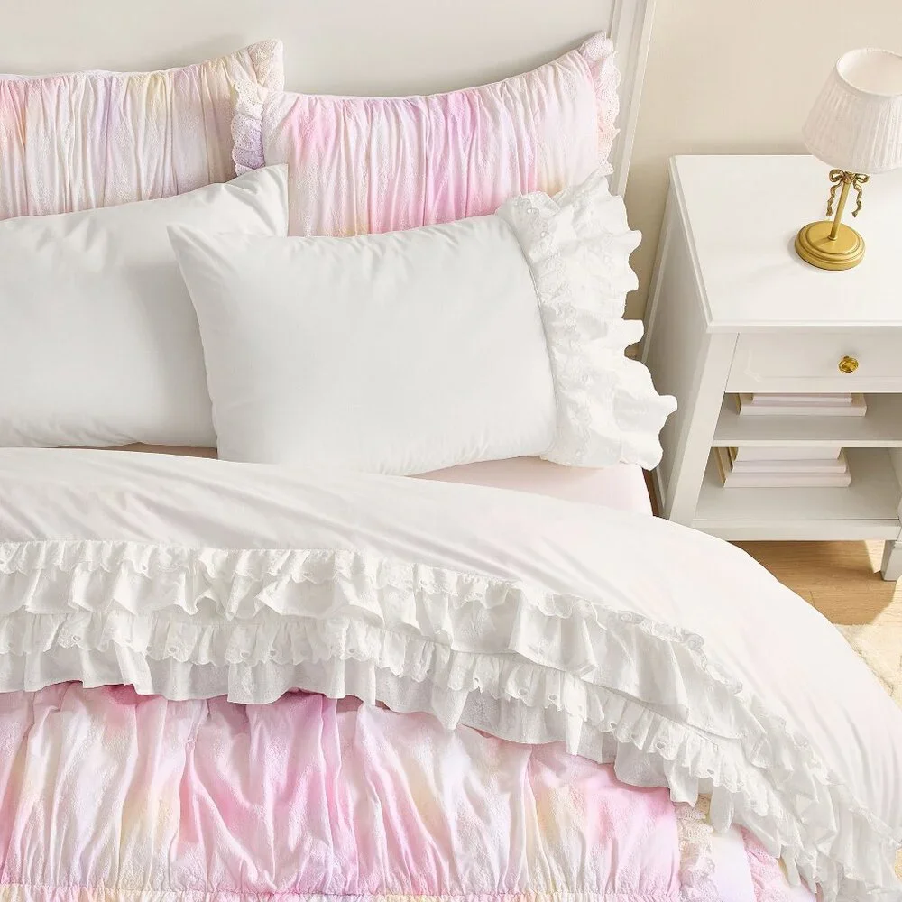 LoveShackFancy x Pottery Barn Bow Ruffle Trim Twin / XL Sheet Set Ivory NWT